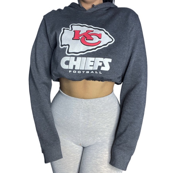 NFL Tops - Kansas City Chiefs Reworked Crop Hoodie Sweatshirt